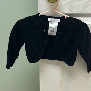 Bonnie Jean Black Toddler Cardigan with Floral Accents